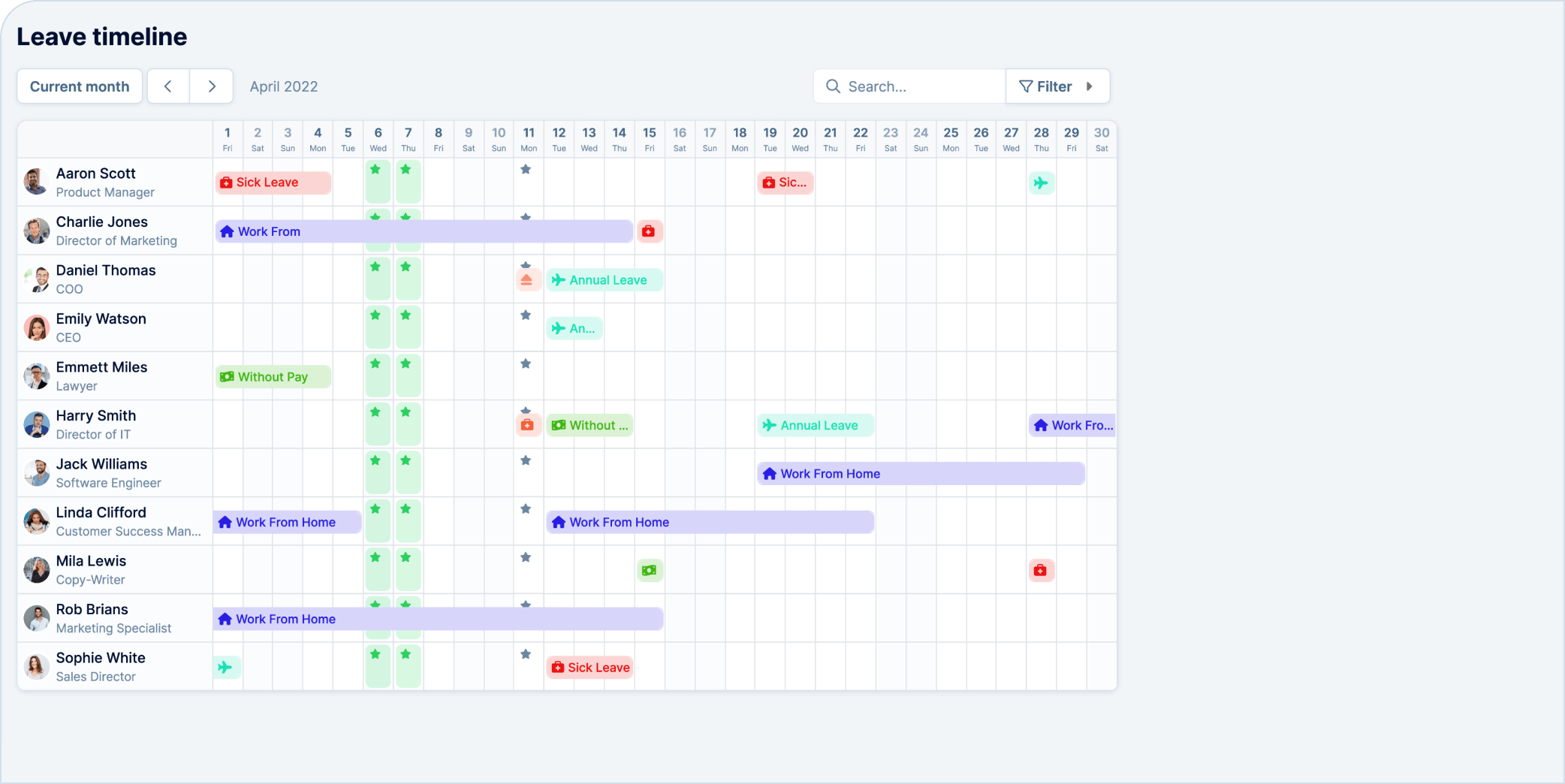 HR calendar