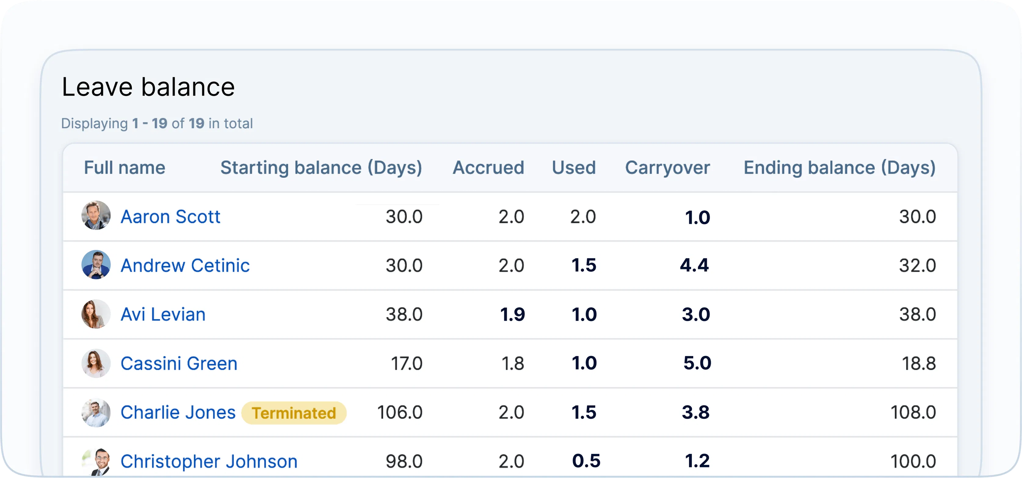 Reporte de Balance de Vacaciones